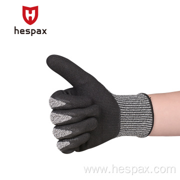 Hespax Construction Site Anti-cut Nitrile Mens Work Gloves